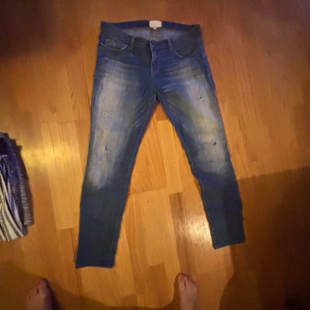 Current/Elliott Distressed Blue Skinny Jeans